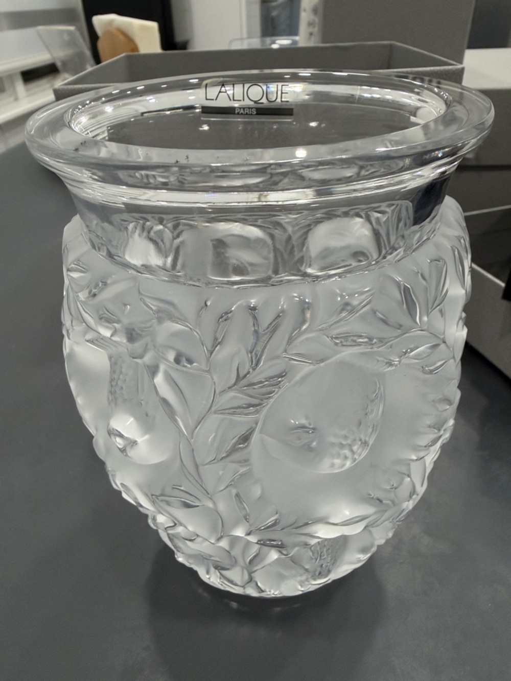 Lalique Clear Frosted Glass Vase